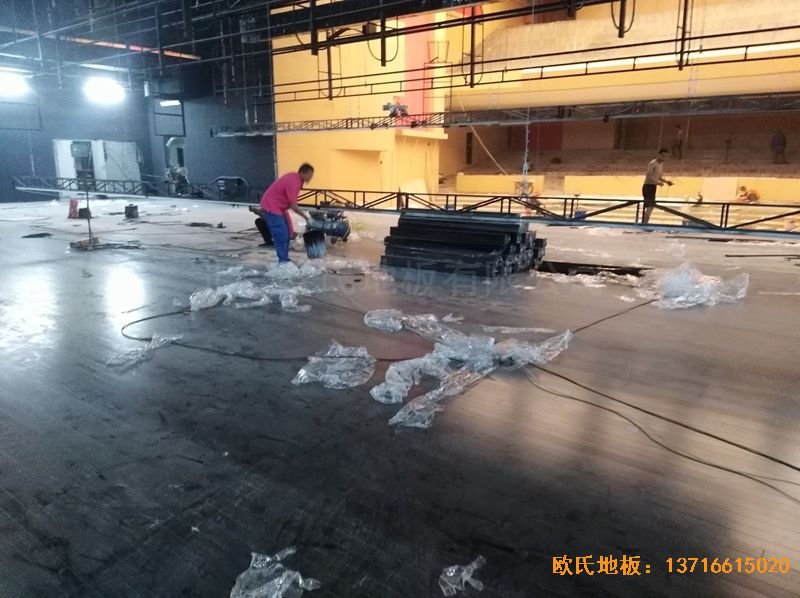 河北廊坊益田同文学校舞台体育木地板施工案例
