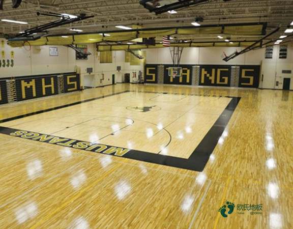 学校篮球场地木地板施工3